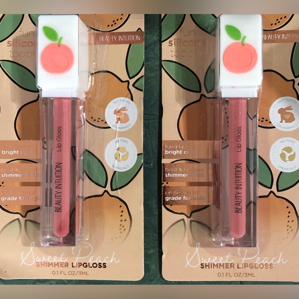 2pack sweet peach‎ shimmer professional grade long lasting formula lip gloss new